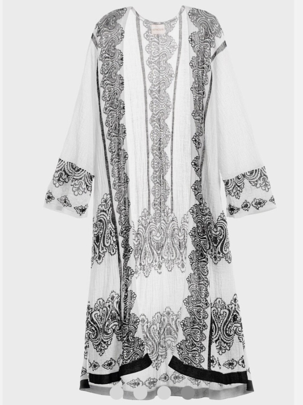 Chico's Marrakesh Drama Black and White Paisley Print Cardigan Size 1 Medium